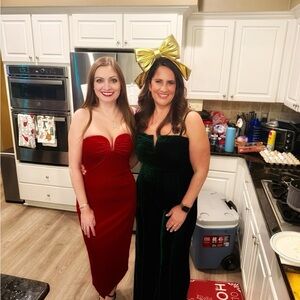 White House Black Market Strapless Velvet Red Dress